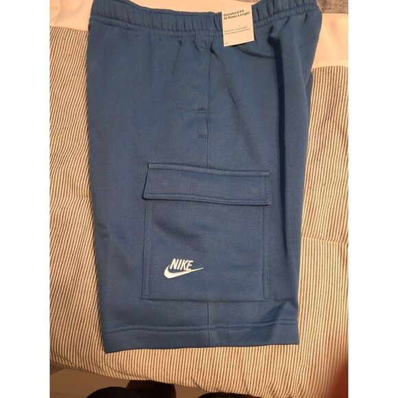 Nike Sportswear Fleece Cargo Shorts Blue Pockets Mens Size Small CZ9956-407 NWT - Picture 2 of 10